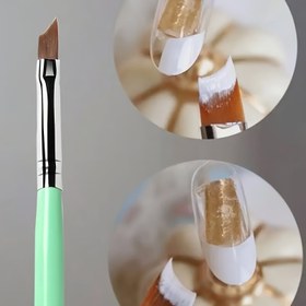 Resim 1 Adet Fransız Uçlu Tırnak Fırçası - Yarım Ay Şekilli, Yeşil Saplı Jel Boya Kalemi, DIY Tırnak Tasarımı İçin Uygun 