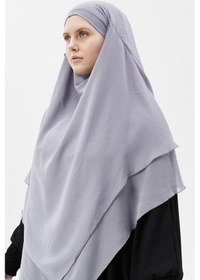 Resim Altobeh Hazır Pratik Şifon Üç Katlı Peçeli Üçgen Hac Umre Şalı Sufle Hijab Nikap Gri 