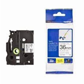 Resim Brother TZE-FX261 36 mm Beyaz Üzerine Siyah Esnek Etiket 8 Metre 