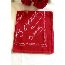 Resim Als Accessories Atatürk Imzalı Büyük Boy Kırmızı Renk Unisex %100 Cotton Bandana Fular 