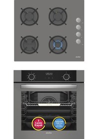 Resim Simfer 10 Fonksiyon Airfry Gri 2'li Ankastre Set (8217 Fırın + 3538 Ocak) 