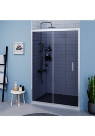 Resim Vesta D200 İki Duvar Arası 1 Sabit 1 Sürgü Duşakabin Parlak Profil Füme Cam H: 190 Cm Diğer 