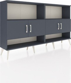 Resim Arges Konsol 4 Raflı 4 Kapaklı 176x30x99 Antrasit-antrasit Antrasit-antrasit 