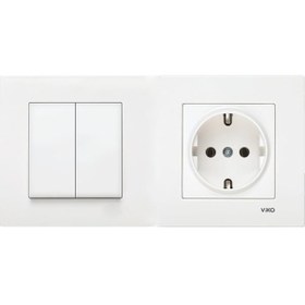 Resim Viko Karre Beyaz İkili Set Komitatör , Topraklı Priz 