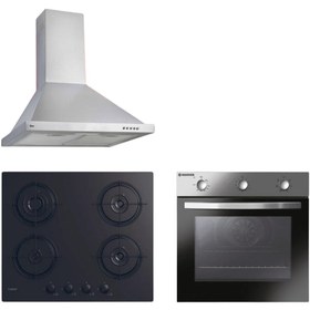 Resim Hoover & Candy Delphora Ankastre Set (HCH6MXTK Davlumbaz + CVW6BB Ocak + HON602X-TN Fırın) 
