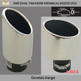 Resim Carmind Sağ Oval Yan Kesik Kromajlı Egzoz Ucu C-433a 