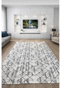 Resim Sarar 6 M² Lastiksiz Halı Örtüsü Çizgili Desen Gri 