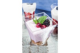 Resim Braventa Collection Beysüs Kübik Prizma Kase Mika Plastik Şeffaf Kapaklı Sunum Kabı 24 Lü 120 cc 