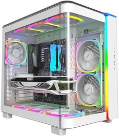 Resim MONTECH King 95 PRO Çift Odacıklı ATX Orta Kule PC Oyun Kasası, Yüksek Hava Akışı, Aletsiz Paneller, Sağlam Kavisli Temperli Cam Ön, Altı ARGB PWM Fan Fan Hub, King 95 PRO Beyaz ABD 