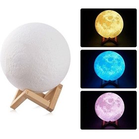 Resim Usb Li 3d Ay Lamba Dokunmatik 5 Renk Değiştirir Stand Hediyeli Moon Lamp 15cm 