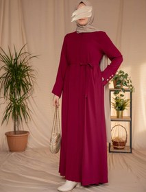 Resim Nissra Ankanoor Medine İpeği Geniş Manşetli Düğme Detaylı Ferace 145CM ANKA265121 