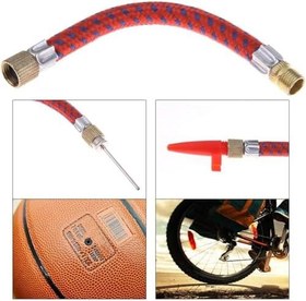 Resim Badem10 Metal Plastik Pompa Ucu İğne Seti 5'li Hortum Bağlantılı Bisiklet Top Yat Şambrel Teker Şişirme Jakı 