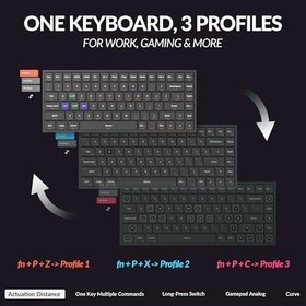 Resim Keychron K2 HE RGB Manyetik Switch 2.4 GHz Kablosuz İngilizce Ahşap Kenarlı Siyah Klavye 