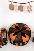 Resim Ottoman Pouffe İskandinav El Yapımı Hakiki Kuzu Derisi Bohem Bahçe Balkon Bungalov Puf Minder 60x30cm(DOLGUSUZ) 