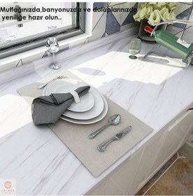 Resim Trendpoint 60Cmx100Cm Mermer Desen Mutfak Banyo Dolap Tezgah Üstü 
