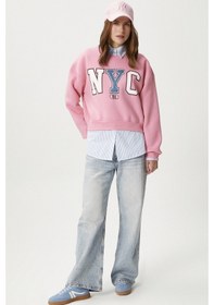 Resim Kadın Cool Pembe Şardonlu Sweatshirt Pembe 