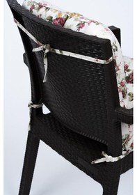 Resim Altınpamuk Neva Pofidik Çiçekli Arkalıklı Sandalye minderi özel dikişli bağcıklı 44x94 cm 