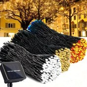 Resim 50/100/200 LED Seçenekleri ile Güneş Enerjili Açık Hava Düğme Işıkları, 8 Aydınlatma Modu ile Çılgın Işıklar, IP65 Su Geçirmez, Çok Renkli/Beyaz/Sıcak Parıltılı, Noel Ağaçları, Partiler ve Kamp için İdeal - Düğme Kontrolü, Güneş Paneli Dahil, Açık Hava Düğme Işıkları, Noel için En İyi 