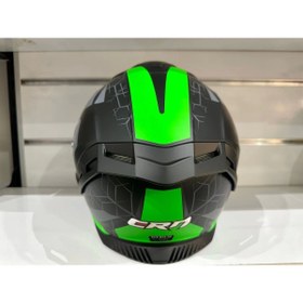 Resim CRN Kask FS-867 Mat Black/grey/green Güneş Vizörlü 