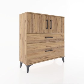 Resim Arges Şifonyer 2 Raflı 2 Çekmeceli 2 Kapaklı 88x30x96 - Çam / Çam 