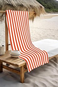 Resim Dijital Baskı Plaj Deniz Havlusu Renkli Çizgili Desen Peştamal HVL0224 