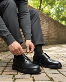 Resim Caffcas Hakiki Deri Siyah Oxford Klasik Erkek Ayakkabı 1445-24 