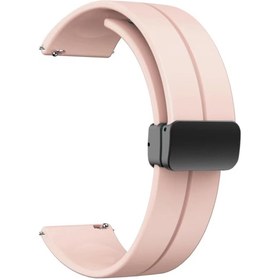 Resim Samsung Galaxy Watch Active 2 44mm Kordon\u002FKayış Çizgili Tasarım Metal Toka Esnek Sağlam Silikon 