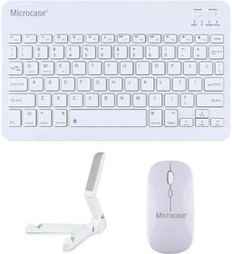 Resim Microcase Xiaomi Poco Pad M1 12.1 inch ile uyumlu Türkçe Bluetooth Klavye+Mouse+Tablet Standı Beyaz AL5166 