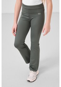 Resim Tommylife Haki Esnek Standart Fit Basic Performans İspanyol Paça Kız Çocuk Tayt - 75193 Haki 