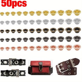 Resim 50 Adet Metal Göz Delikli Halka (2-14mm) ile Polisajlı - Deri İşleri, Kemer/Ayakkabı Tamiri, Giysi ve DIY Projeler İçin İdeal 