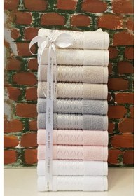 Resim Elissa Havlu 10 Adet - Pembe Beyaz Gri Taş Krem Çok Renkli 