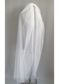 Resim Suzanna Moda Beyaz Kenarı Düz Taraklı 1mt 50cm Boy Hayal Tül Çift Kat Gelin Duvağı Krem 