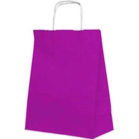 Resim Kraft Çanta Mor 25X12X31 Orta 25 Li 