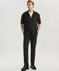 Resim Koton Düğmeli Devrik Yaka Regular Fit Klasik Kısa Kollu Gömlek Siyah 5sam60003hw Siyah 