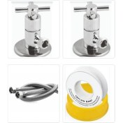 Resim Yıldız Armatür Klozet Montaj Seti Koç Taharet Musluğu Aç Kapa(2 Ad)+Bağlantı Hortumu Fleks 50 cm (2 Ad)+Teflon Bant 