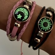 Resim 2'li Set Işıltılı Moda El Yapımı Dokuma Çiftler Güneş, Ay ve Yıldız Bilezik Seti, İyi Arkadaş Kombinasyonu Parlayan Takı Hediyeleri Sevgililer Günü/Ramazan için Orta Doğu'da 