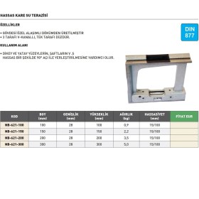 Resim Fett 200MM Kinex DIN877 Hassas Kare Su Terazisi NB-621-200 