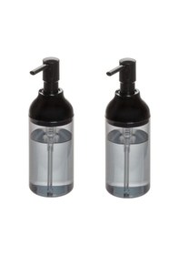 Resim Homi Banyo Seti Sıvı Sabunluk 2 Adet Füme Siyah Renkli Akrilik 8x8x16cm 360ml Siyah 