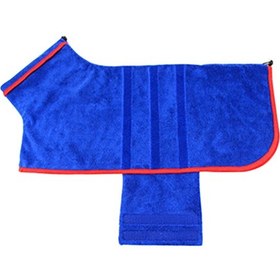 Resim Yunboo "köpek Banyo Bornozu - Su Emici, Ayarlanabilir, Mavi, M Boy 12.5-20kg " 