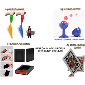 Resim Go İthalat 4'lü Sihirbazlık Seti – Hokus Pokus Sihirli Numara Seti-KUPA-MENDİL-DESTE-İSKAMBİL (5250) 
