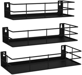 Resim 3'lü Set Dekoratif Metal Duvar Rafı - Minimalist Tasarım, Dayanıklı ve Şık Raflar - 31cm/29cm/27cm 
