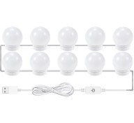 Resim Folinda 10 Adet Dokunmatik Ayna Işığı - 3 Renk Ayarı Doğal, Saf, Sıcak Beyaz Usb Güzellik Işığı - Makyaj Dolabı Banyo Ayna Lambası 