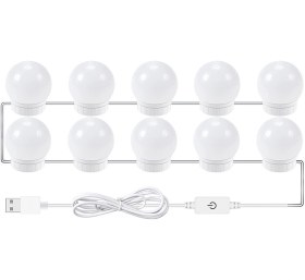 Resim Folinda 10 Adet Dokunmatik Ayna Işığı - 3 Renk Ayarı Doğal, Saf, Sıcak Beyaz Usb Güzellik Işığı - Makyaj Dolabı Banyo Ayna Lambası 