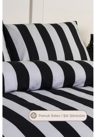 Resim Elart Brad Nevresim Takımı Çift Kişilik Digital Baskılı %100 Pamuk Saten 4 Parça 200x220 Cm Antrasit Antrasit 