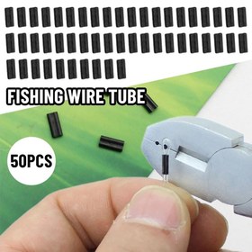 Resim 50 adet Karbon Tüp Balıkçılık Crimp Kollukları Çift Oval Balıkçılık Hattı Crimp Tüp Tel Crimp Bağlantı Elemanı Aksesuarları 0.6mm 0.7mm 