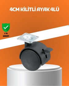 Resim Muratech Kilitli Mini Tekerlek Ayak 4 Cm 4 Lü Set Çok 