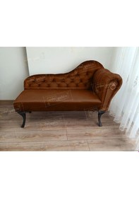 Resim Ters Kol Dekoratif Bihter Koltuk Josefin Puf 120 Cm Siyah Ayak Kahve 