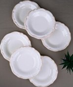 Resim Tabak Evi Porselen Antik Stoneware Çukur Tabak 22cm 6 Kişilik 6 Parça 