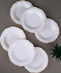 Resim Tabak Evi Porselen Antik Stoneware Çukur Tabak 22cm 6 Kişilik 6 Parça 