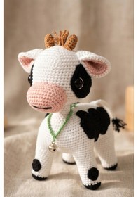 Resim Amigurumi Uyku Arkadaşı Organik Çanlı Buzu İnek 